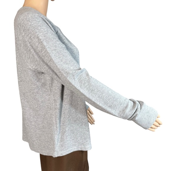 NWT New Three Dots Long Sleeve Henley Grey Top Size L - Picture 3 of 10